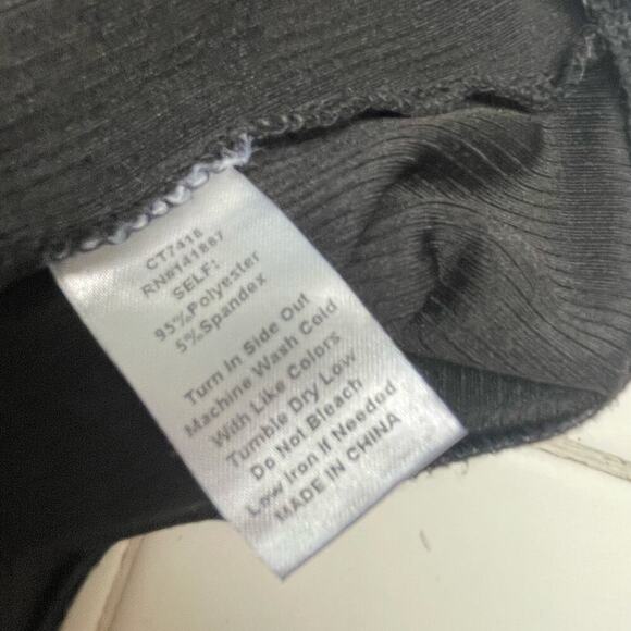 TCEC Size Small Black Women Bodysuit One Shoulder Sheer Sleeve Ribbed Top - Picture 3 of 4